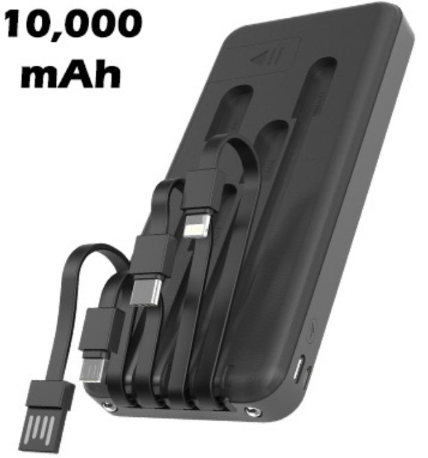 Multi Device Power Bank With Built In Cords 10,000mAh