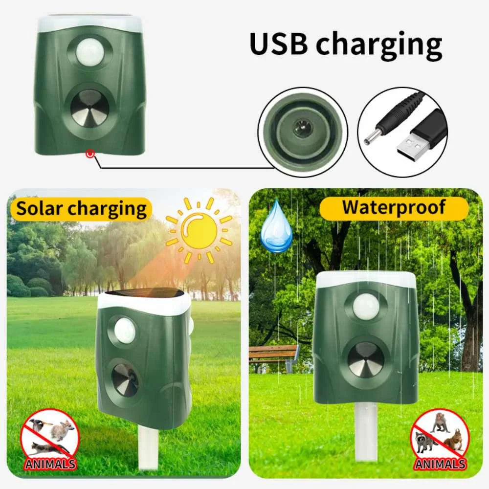 360° Animal Repellent Deterrent – 3-in-1 Ultrasonic, Motion Sensor & Flash Light Pest Control