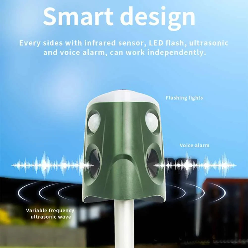 360° Animal Repellent Deterrent – 3-in-1 Ultrasonic, Motion Sensor & Flash Light Pest Control