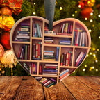 Book Lovers Heart Ornament | Reading-Themed Christmas Gift 2025