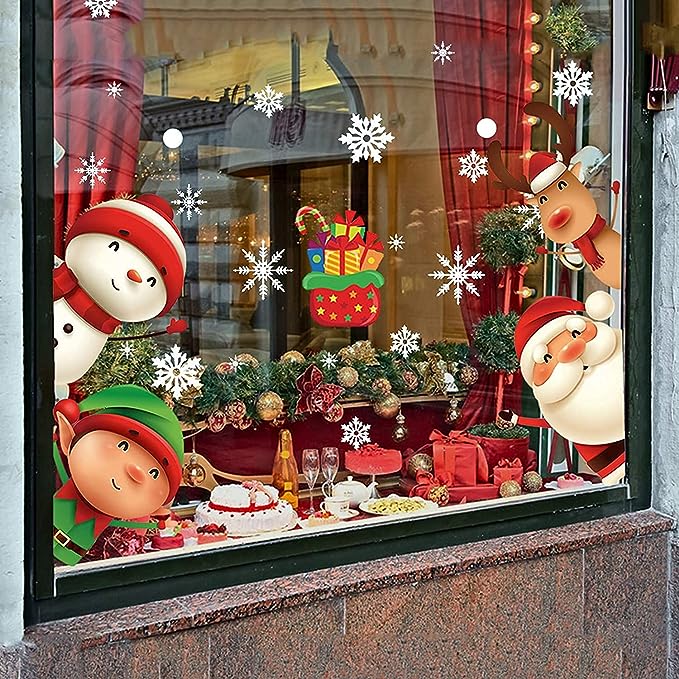 Christmas Window Stickers Set – Festive Holiday Décor for Home & Office
