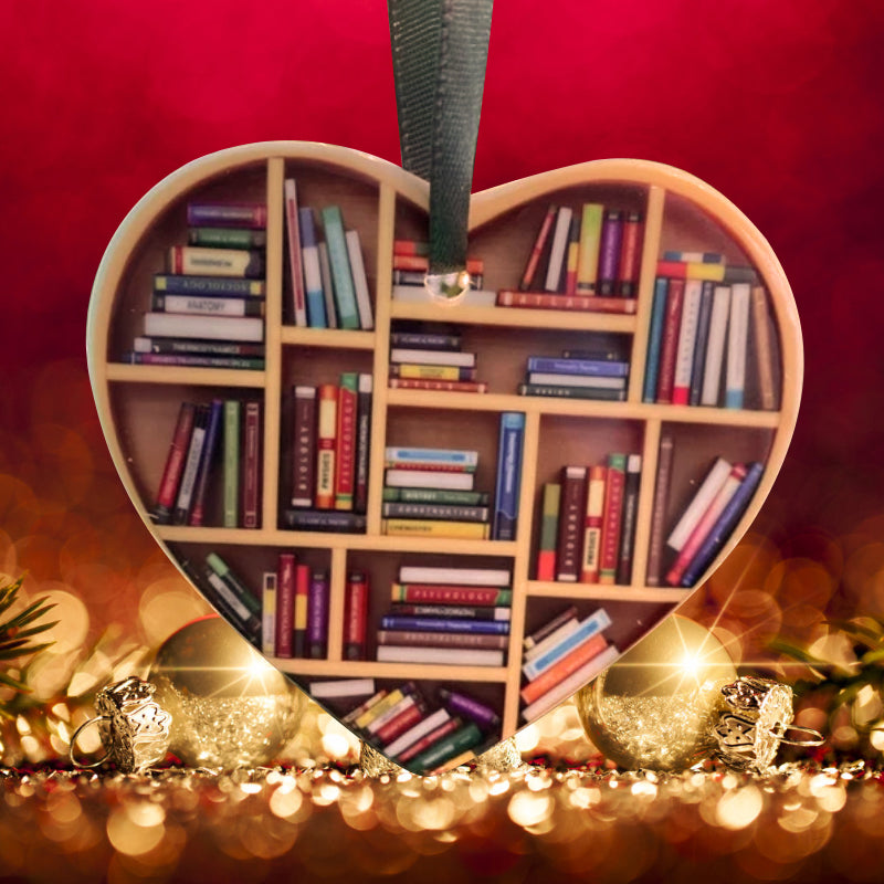 Book Lovers Heart Ornament | Reading-Themed Christmas Gift 2025