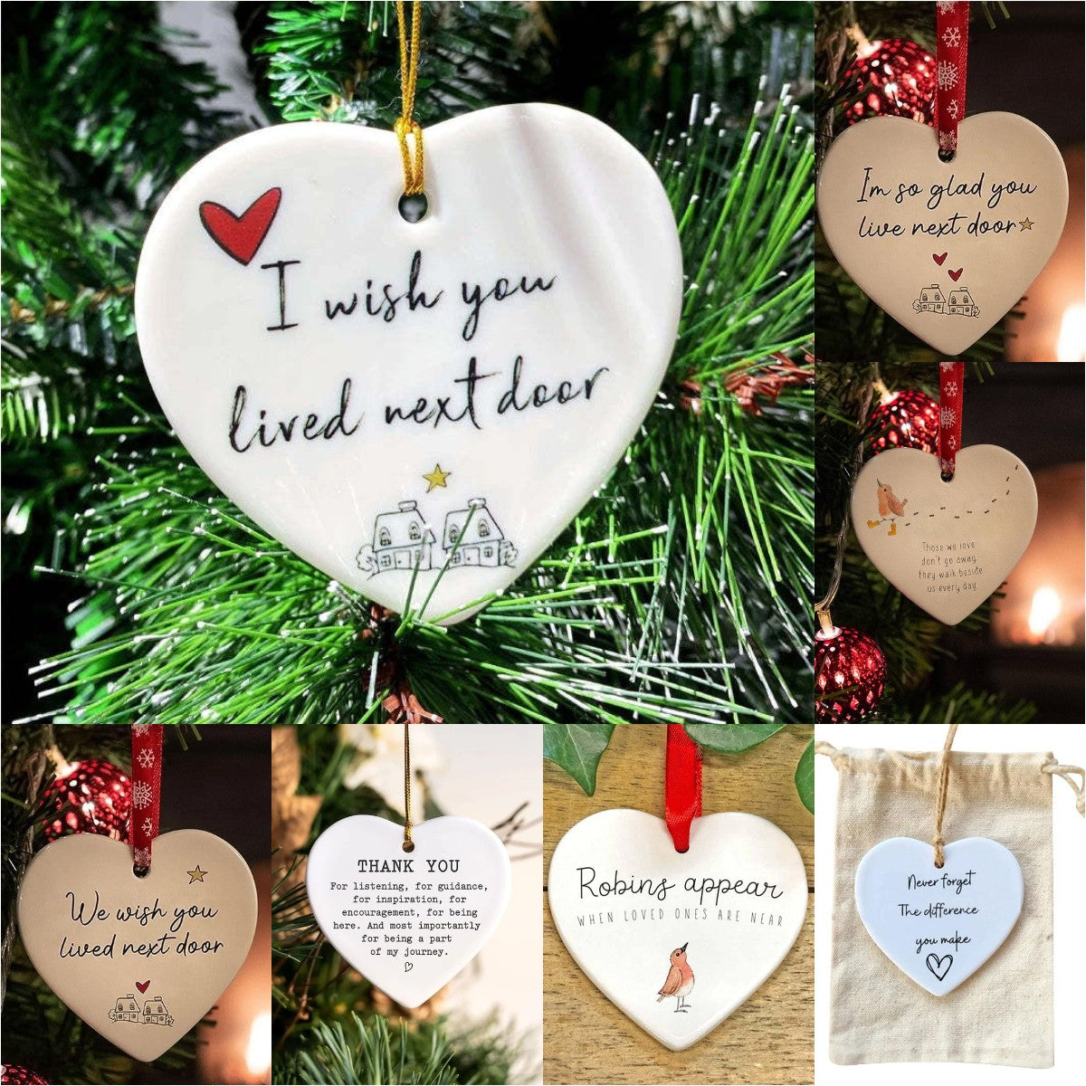 Christmas Heart Ornament 2025 | Hanging Holiday Tree Decoration Gift