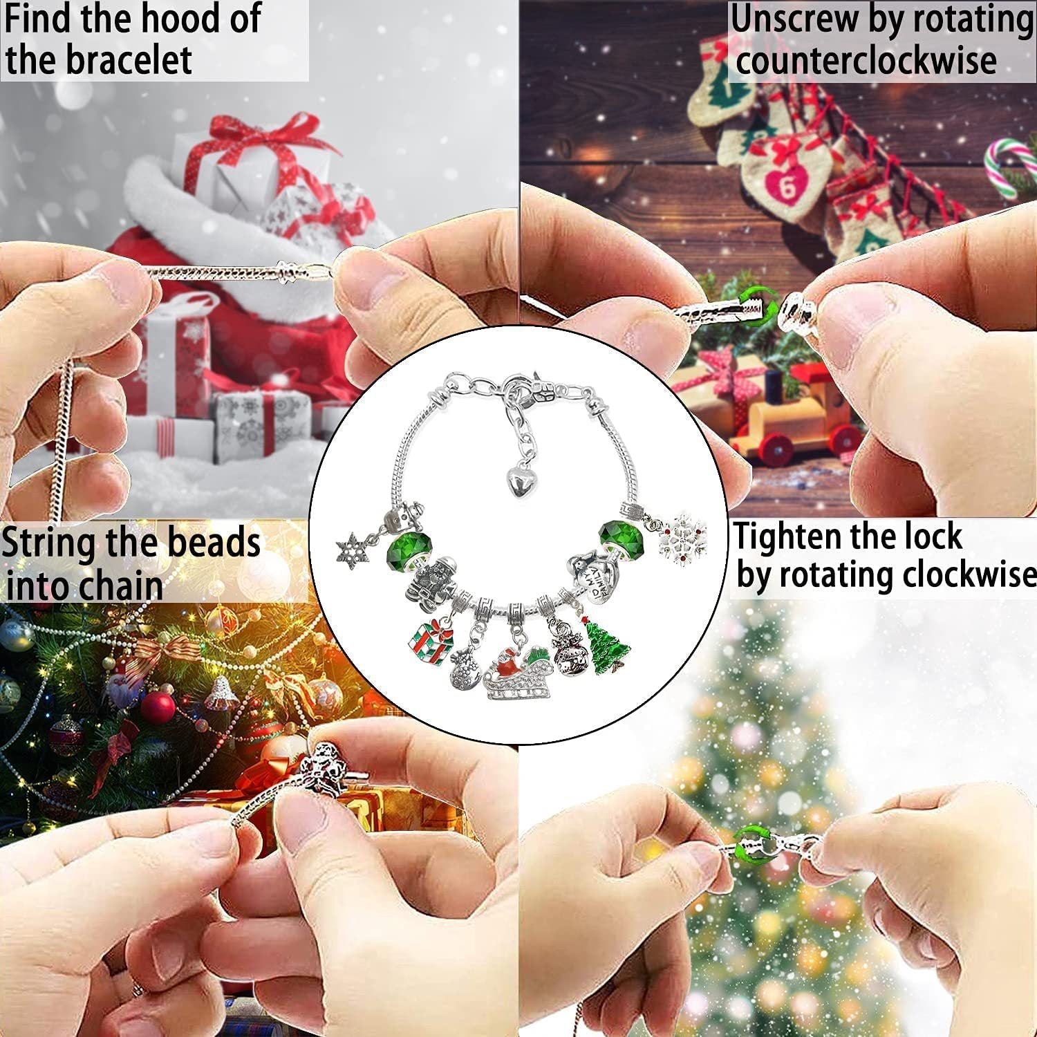 24 Pcs DIY Christmas Advent Calendar Bracelets Set | Holiday Jewelry Gift 2025