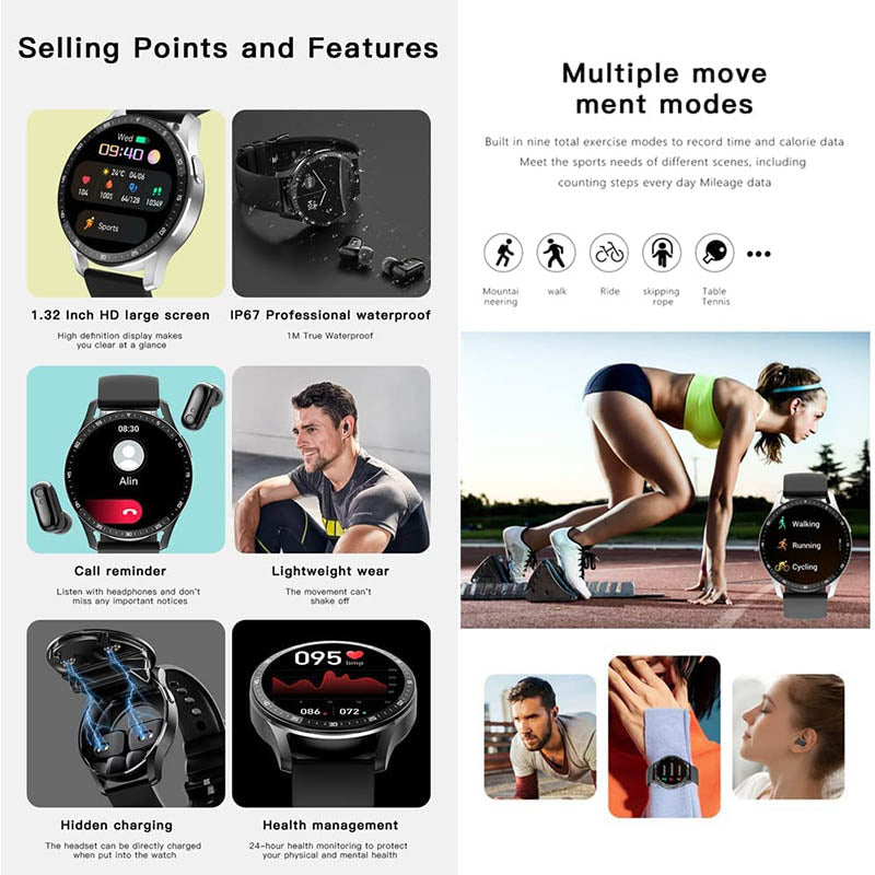 2 IN 1 Smartwatch With Earphones