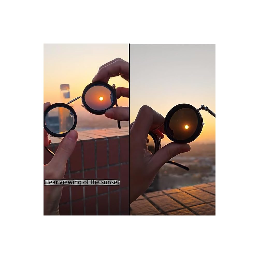 Adjustable 1-9 Sunglasses Fishing Rounded Polarized Glasses with ND Filter Lenses Handcrafted Retro Glasses Unisex Vintage Style