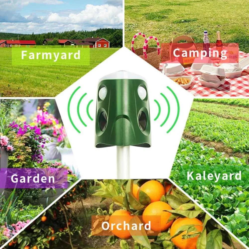 360° Animal Repellent Deterrent – 3-in-1 Ultrasonic, Motion Sensor & Flash Light Pest Control