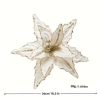 Sequined Velvet Artificial Christmas Flowers – 3-Piece Holiday Decor Set