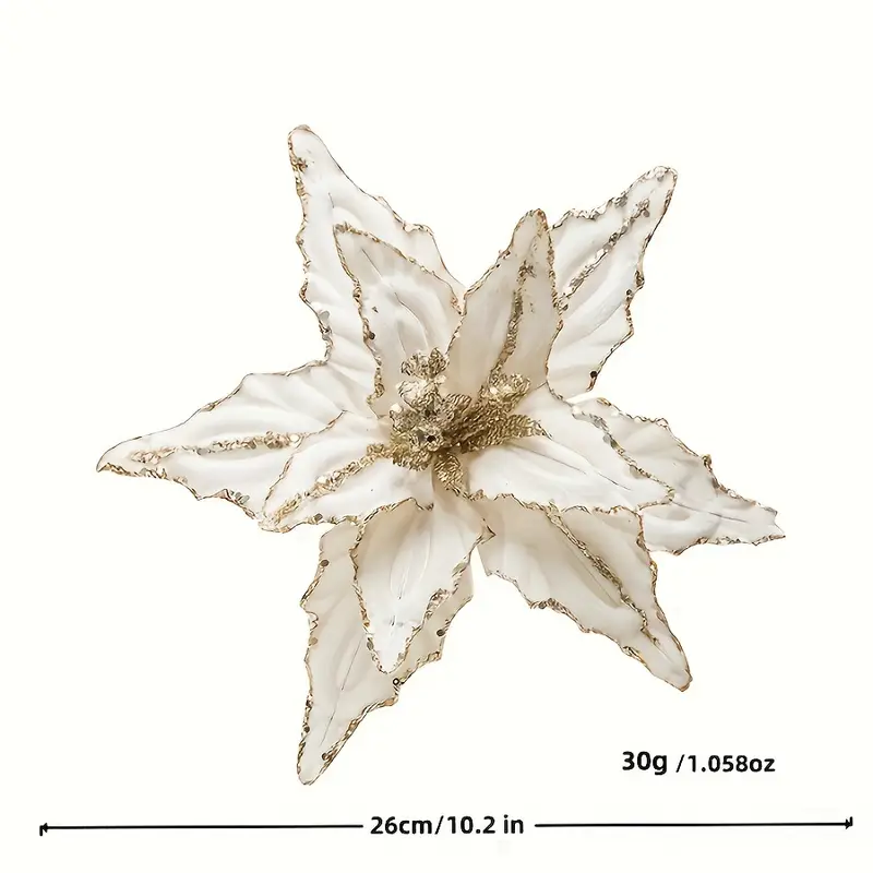 Sequined Velvet Artificial Christmas Flowers – 3-Piece Holiday Decor Set