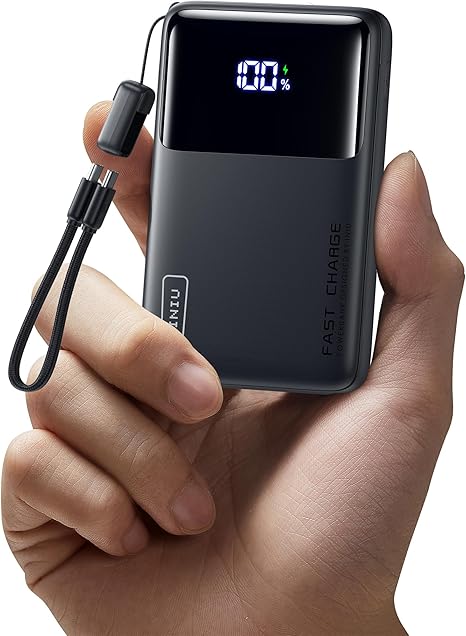 INIU Power Bank, Slimmest 10000mAh 45W PD Fast Charging Portable Charger, USB C in&Out Mini Battery Pack, Travel Essentials Phone Powerbank for iPhone 16 15 Samsung S25 S24 Google Pixel iPad etc