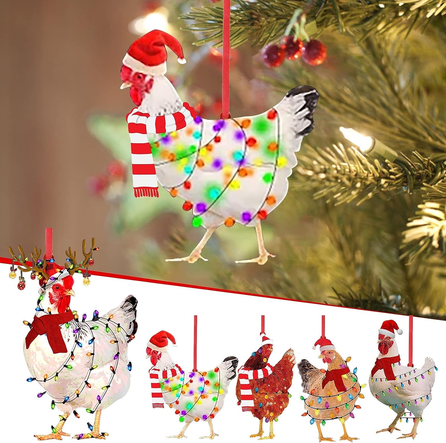 Christmas Chicken Ornament | Funny Holiday Tree Decoration & Gift 2025
