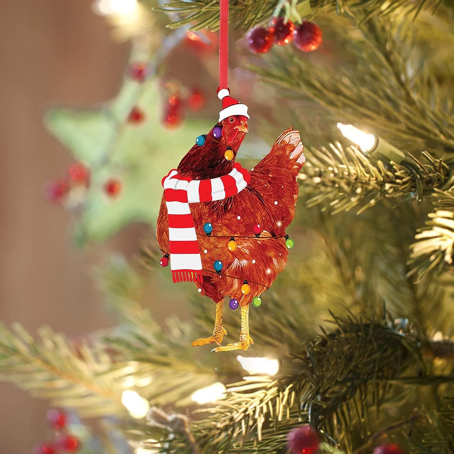 Christmas Chicken Ornament | Funny Holiday Tree Decoration & Gift 2025