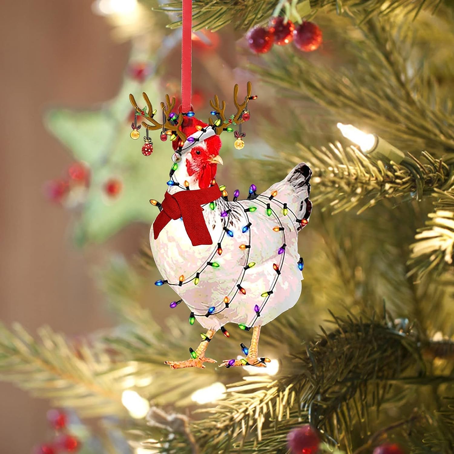 Christmas Chicken Ornament | Funny Holiday Tree Decoration & Gift 2025