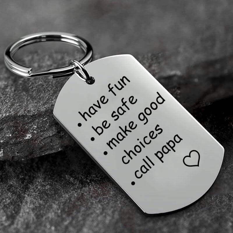 Have Fun, Be Safe, Call Your Grandma/Grandpa” Keychain – Funny & Sentimental Gift
