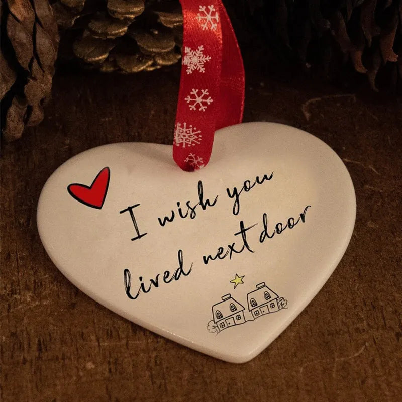 Christmas Heart Ceramic Charm | Holiday Ornament & Gift Idea 2025