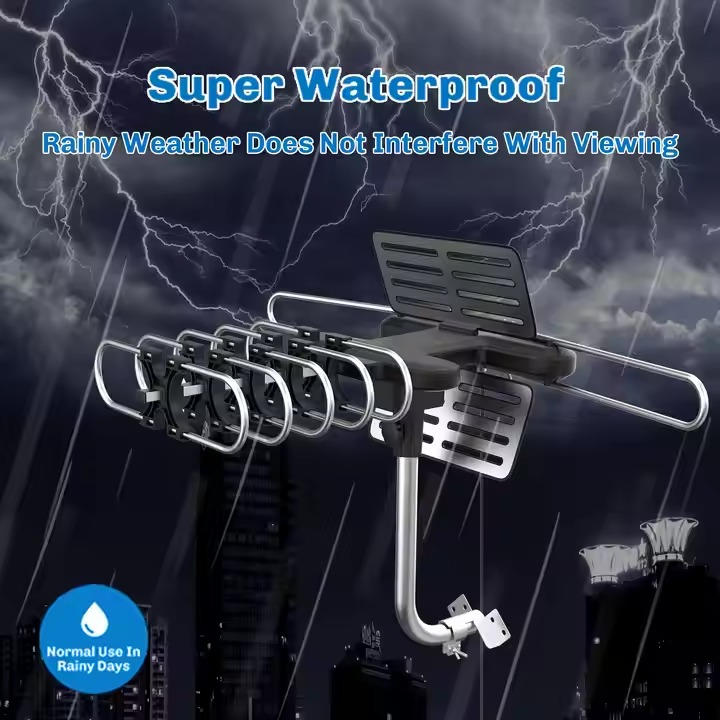 2025 Long-Range 360° Rotating Outdoor HD TV Antenna – Digital Reception with Free HD Channels & Motorized Signal Booster