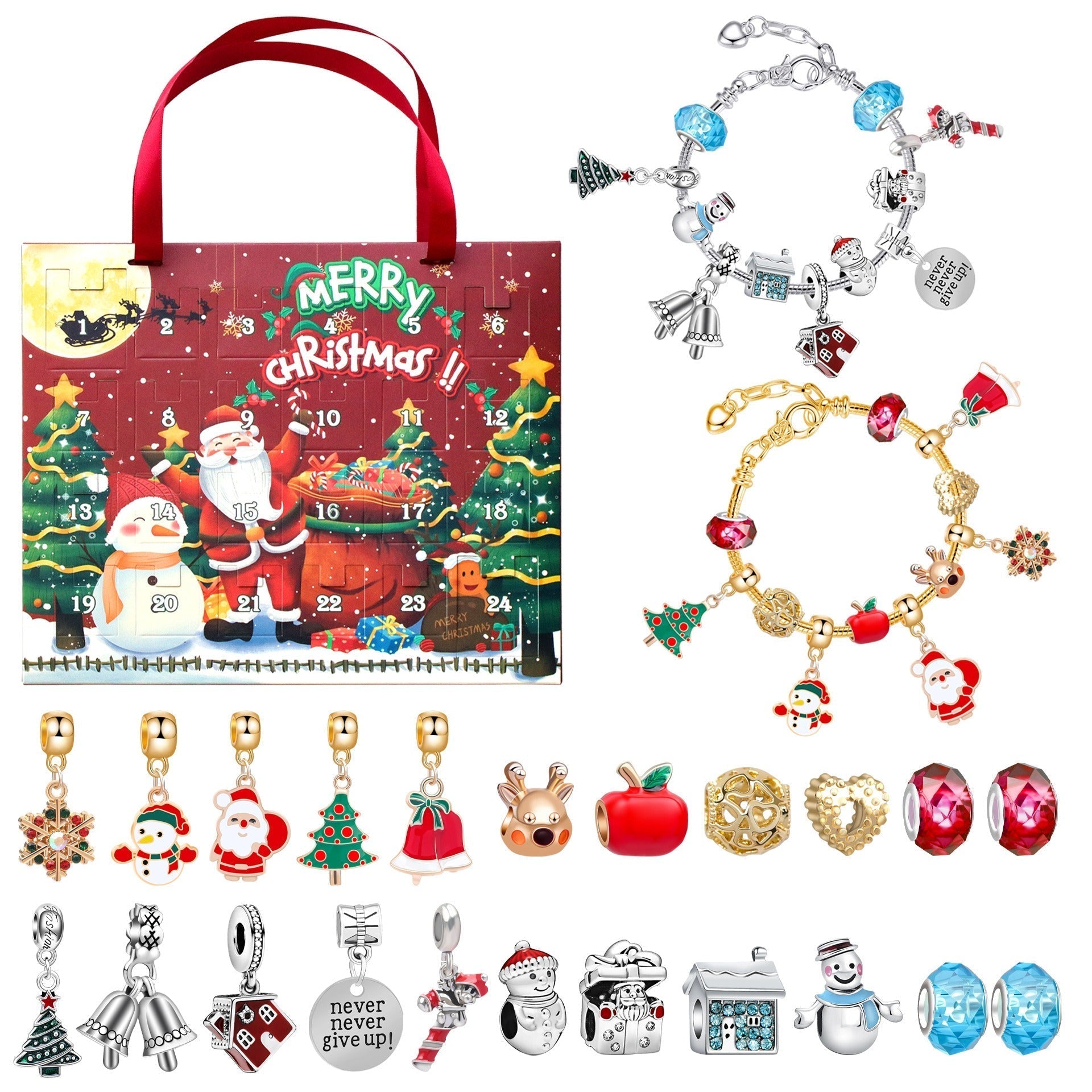 24 Pcs DIY Christmas Advent Calendar Bracelets Set | Holiday Jewelry Gift 2025