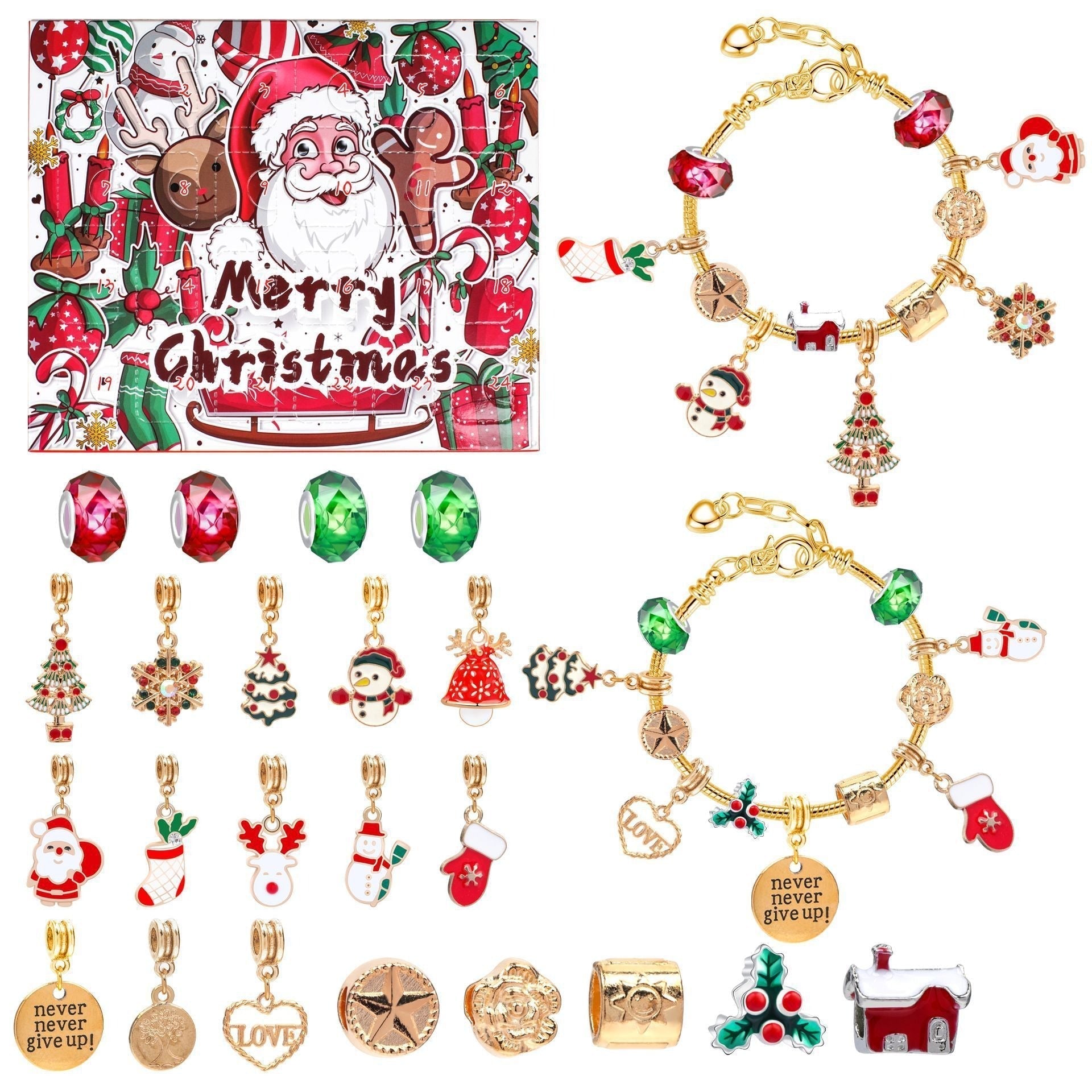 24 Pcs DIY Christmas Advent Calendar Bracelets Set | Holiday Jewelry Gift 2025