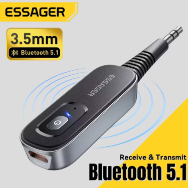 Essager 2-in-1 Bluetooth Audio Receiver Transmitter Wireless Bluetooth 5.1 3.5mm AUX Audio Adapter Stereo for Earphones TV Car