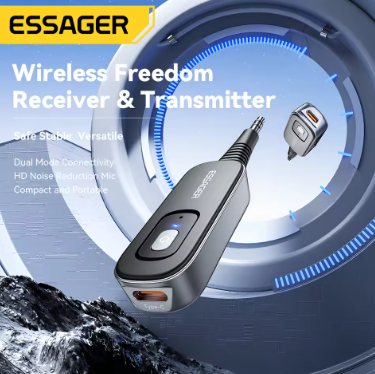 Essager 2-in-1 Bluetooth Audio Receiver Transmitter Wireless Bluetooth 5.1 3.5mm AUX Audio Adapter Stereo for Earphones TV Car