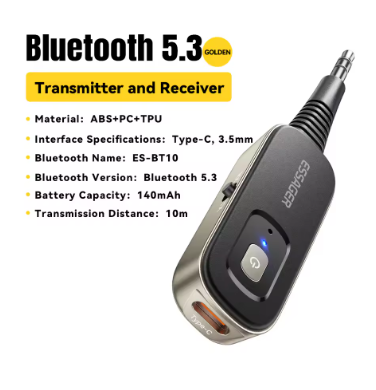 Essager 2-in-1 Bluetooth Audio Receiver Transmitter Wireless Bluetooth 5.1 3.5mm AUX Audio Adapter Stereo for Earphones TV Car
