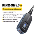 Essager 2-in-1 Bluetooth Audio Receiver Transmitter Wireless Bluetooth 5.1 3.5mm AUX Audio Adapter Stereo for Earphones TV Car