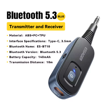 Essager 2-in-1 Bluetooth Audio Receiver Transmitter Wireless Bluetooth 5.1 3.5mm AUX Audio Adapter Stereo for Earphones TV Car