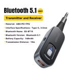 Essager 2-in-1 Bluetooth Audio Receiver Transmitter Wireless Bluetooth 5.1 3.5mm AUX Audio Adapter Stereo for Earphones TV Car