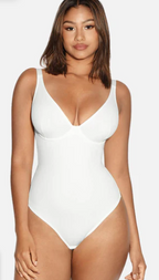 V Neck Tummy Control Thong Bodysuit