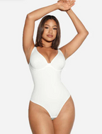 V Neck Tummy Control Thong Bodysuit