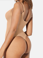 V Neck Tummy Control Thong Bodysuit