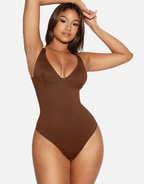 V Neck Tummy Control Thong Bodysuit