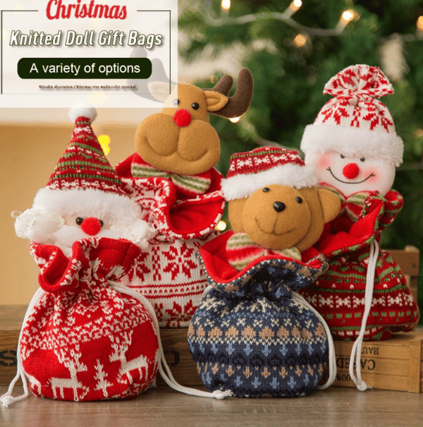 Lovely Knitted Doll Christmas Gift Bags | Reusable Holiday Packaging 2025
