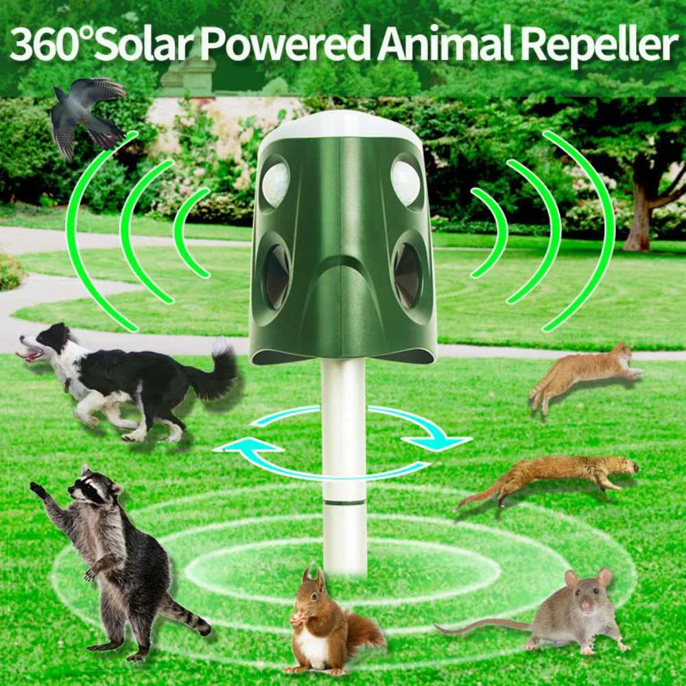 360° Animal Repellent Deterrent – 3-in-1 Ultrasonic, Motion Sensor & Flash Light Pest Control