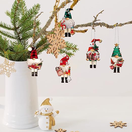Gnome Nutcracker Christmas Tree Ornaments Set – 12-Piece Holiday Decor