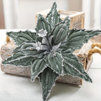 Sequined Velvet Artificial Christmas Flowers – 3-Piece Holiday Decor Set