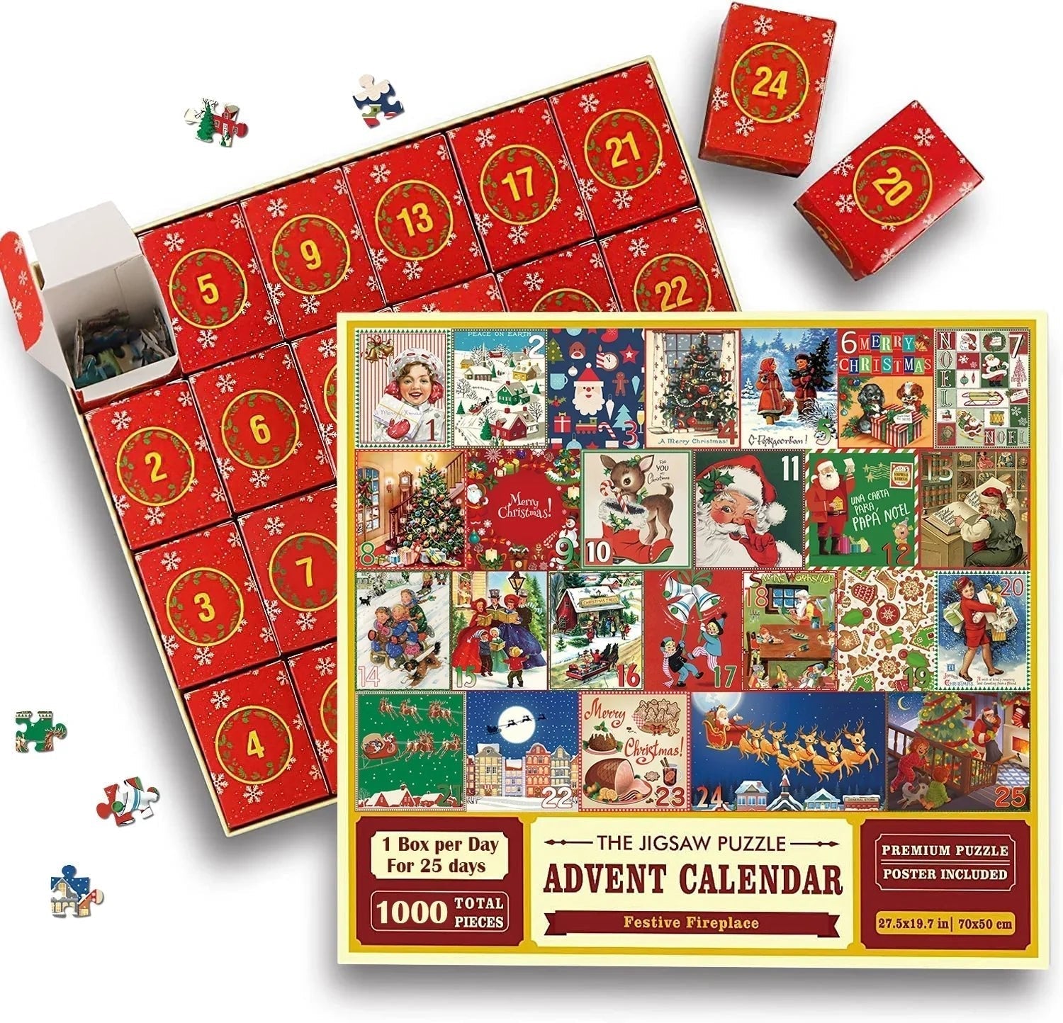 Christmas Advent Calendar Jigsaw Puzzle – 1000 Pieces Holiday Fun
