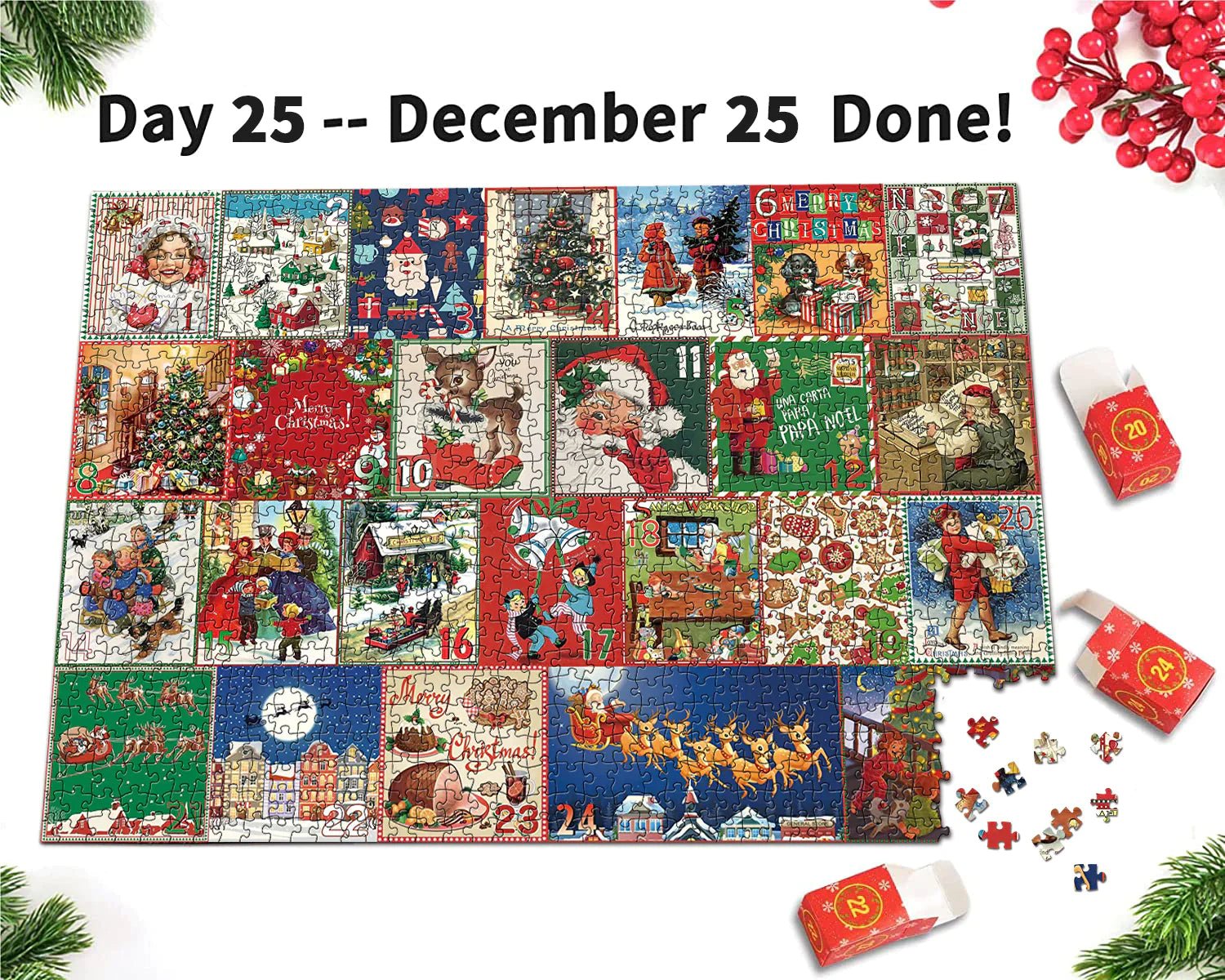 Christmas Advent Calendar Jigsaw Puzzle – 1000 Pieces Holiday Fun