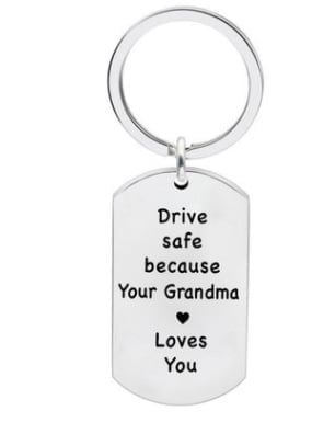Have Fun, Be Safe, Call Your Grandma/Grandpa” Keychain – Funny & Sentimental Gift