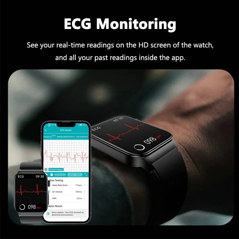 Blood Glucose Smart Watch ECG+PPG Heart Rate Blood Pressure Health Watches