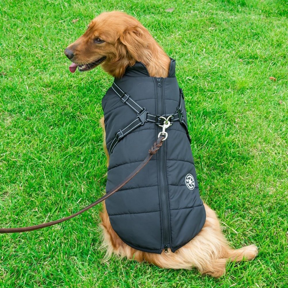 Waterproof Winter Dog Jacket with Integrated Harness - Keep Your Pet Warm and Secure