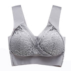 Woman Plus Size Comfort Extra Elastic Wireless Support Lace Bra